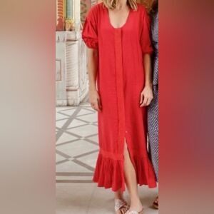 Tuckernuck Mirth Caftan Madrid Midi Dress Grenadine Xs Handmade India Lagenlook